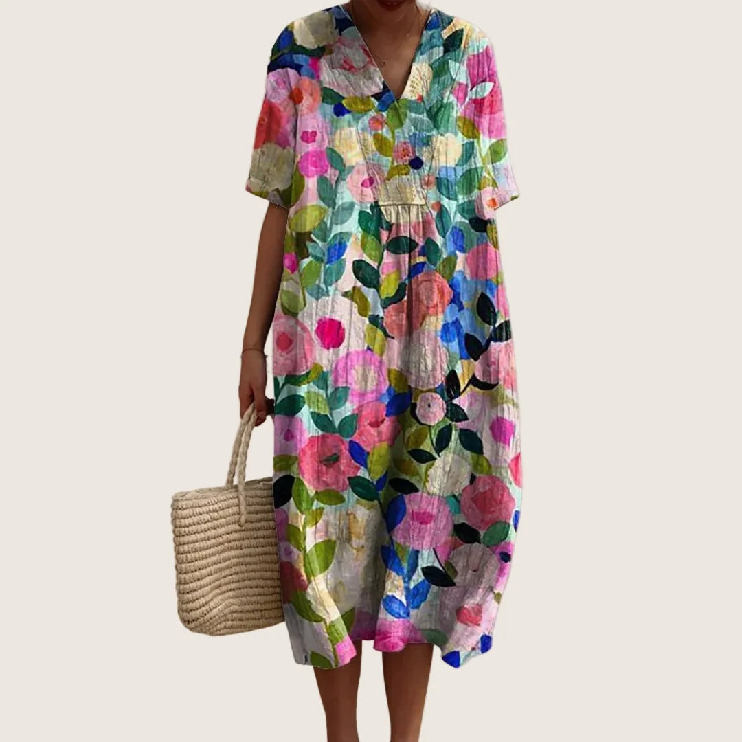 Giulia | Vestito Estivo Floreale in Seta Elegante