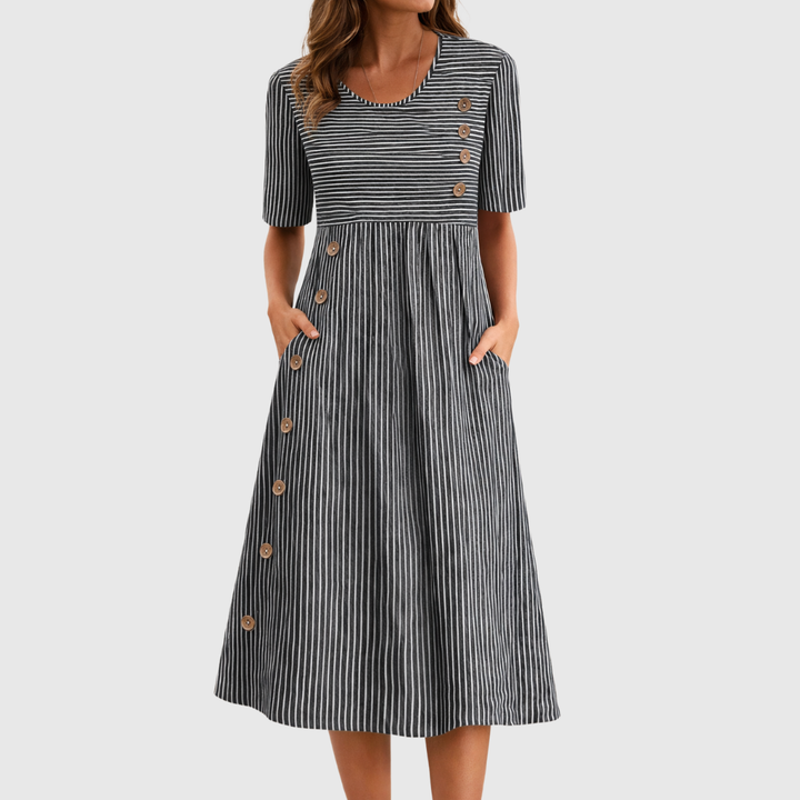 Vittoria™ | Abito midi a righe dallo stile intramontabile