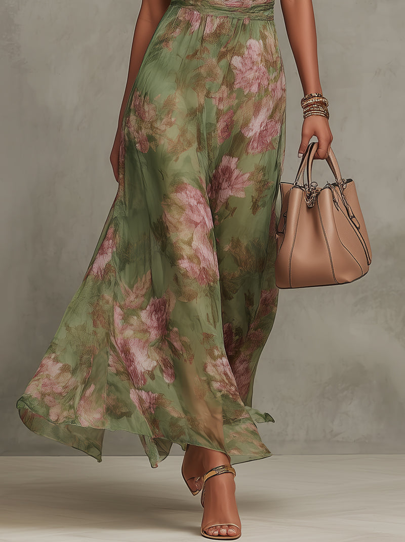 Livia - Abito Maxi Halter Floreale Elegante