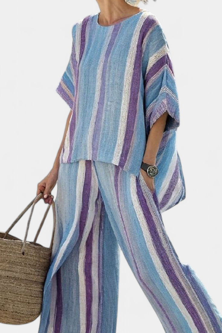 Ginevra | Top Pastello Mauve e Pantaloni a Righe